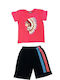 Kids Clothing Set with Shorts Summer 2 Pieces Red-Black