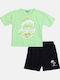 Kids Set with Shorts Summer 2 Pieces Green/Black
