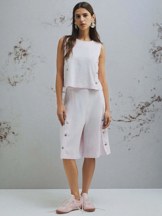 Women's Summer Linen Sleeveless White Blouse