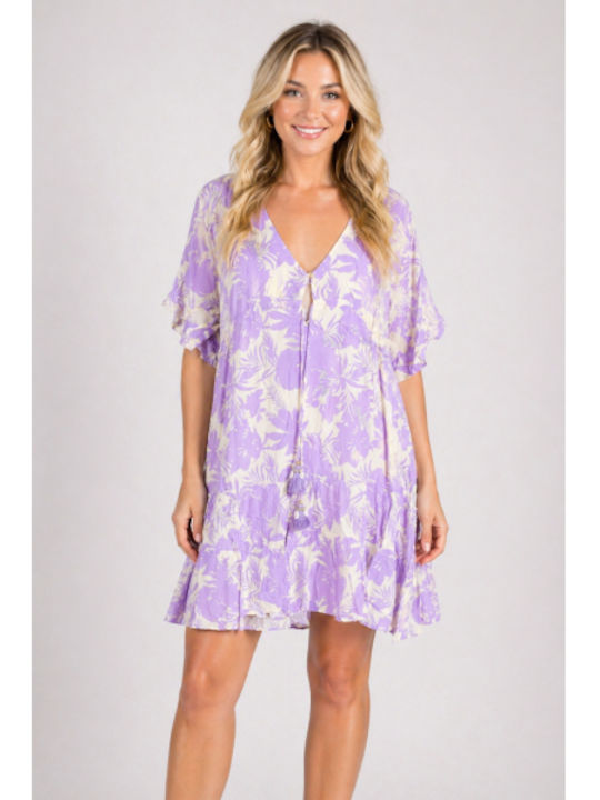 Morena Spain Summer Mini Dress Purple SL-2471-1...