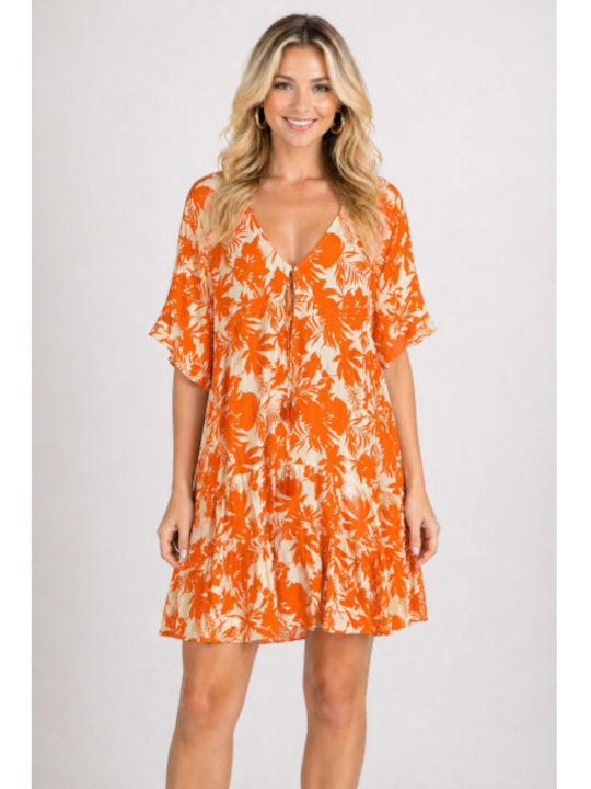 Morena Spain Summer Mini Dress Orange SL-2471-1...