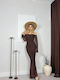 Women's Summer Maxi Dress for Wedding / Christening with Lace Brown