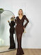 Maxi Abendkleid Mit Spitze Braune