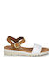 Leather Women's Flat Sandals Beige