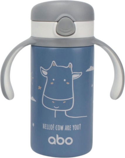 abo Kids Water Bottle Thermos Stainless Steel with Straw Hello Cow Are You 280ml