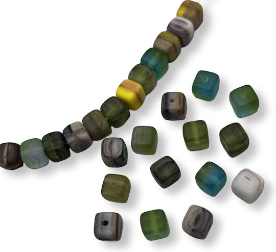 Mărgele Din Sticlă Zar Mat 6x6mm Orificiu 0.8mm 90 Bucăți