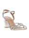 Damen Sandalen aus Leder mit Strass Silber