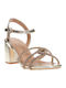Damen Sandalen mit Strass Gold Leder