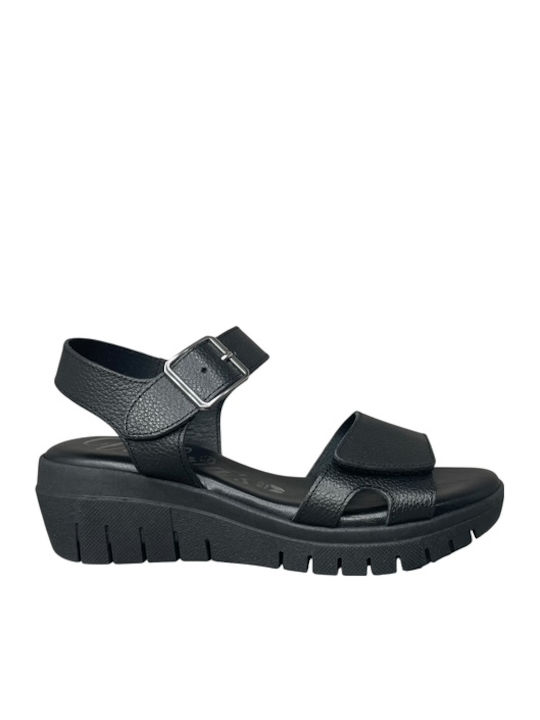 Valeria's Damen Sandalen Aus Leder Anatomisch Schwarze GY-08549-1-1
