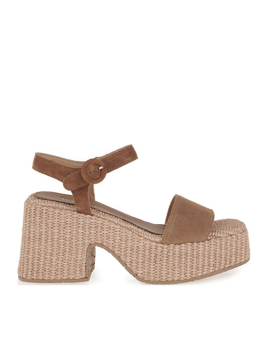 Komis & Komis Damen Sandalen Leder Tabac Braun