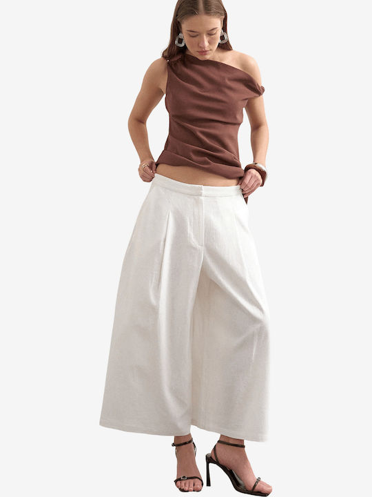 Women's Linen Pantaloons in Wide Leg Style White