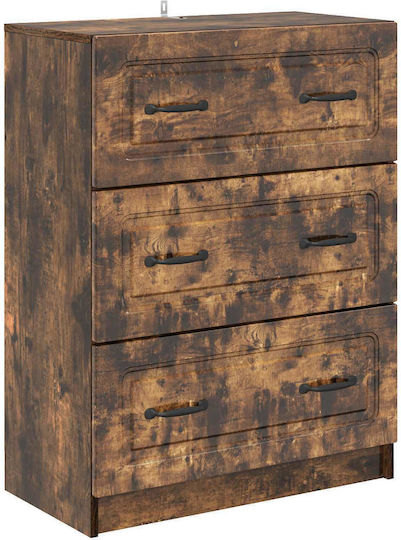 Wooden Bedroom Chest of Drawers Smoked Oak 66x34.5x87 cm
