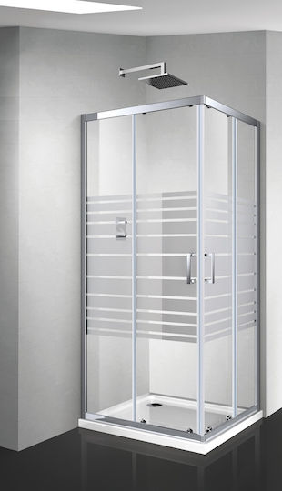 Piccadilly Cabinet Duș cu Ușă Glisantă 90x90x185cm Serigrafato Chrome