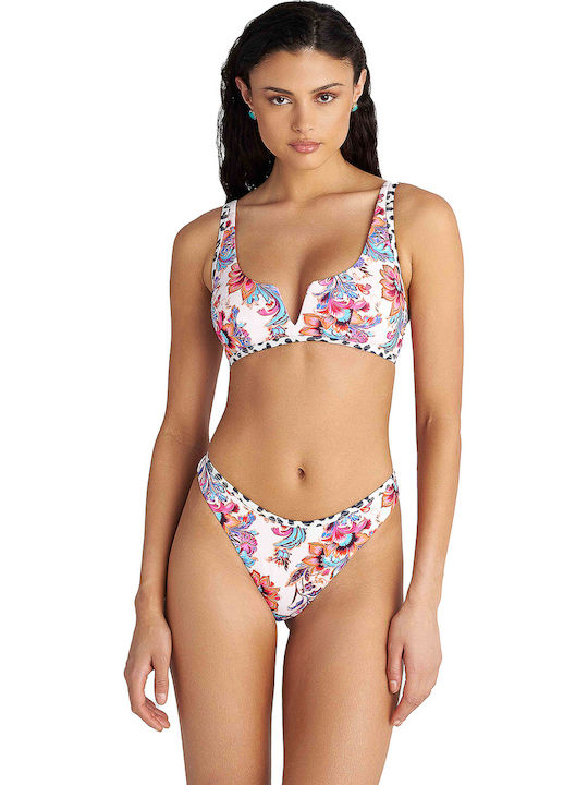 Top Bikini Sutien Sport Floral Fucsia