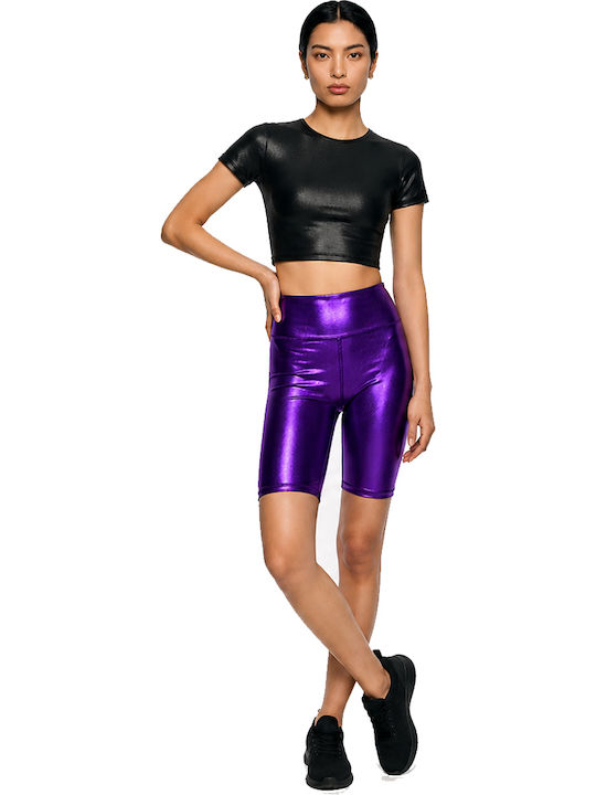Everyday Women's Bike Leggings Shiny & High Waist Purple