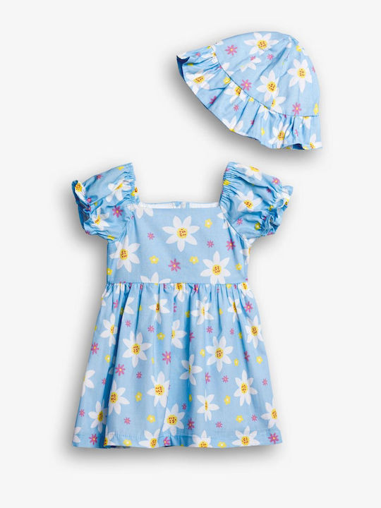 Funky Rochie Fete Floral Albastru Deschis