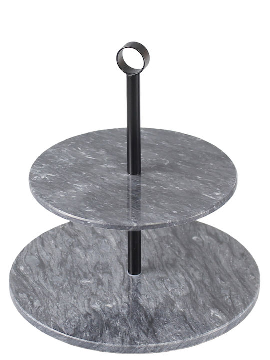 Espiel Πέτρινη Εταζέρα Μαύρη Ø25xY26cm