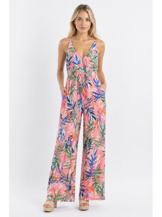 Women's Pink One-piece Jumpsuit SL-2303-1654-26TS-PINK