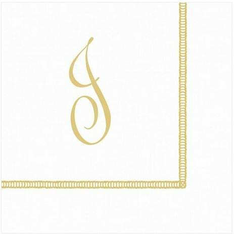 Χαρτοπετσέτες Hemstitch Script J 12.5cm X 12.5cm Caspari 20 Τεμάχια