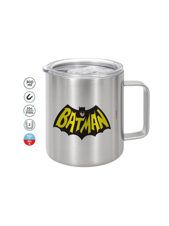 Koupakoupa Batman Classic Logo Metallic Mug With Lid Silver 300ml