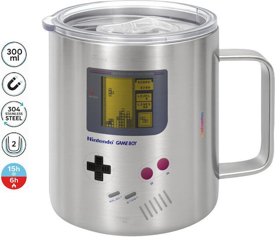 Koupakoupa Double Wall Metallic Mug with Silver Lid 300ml