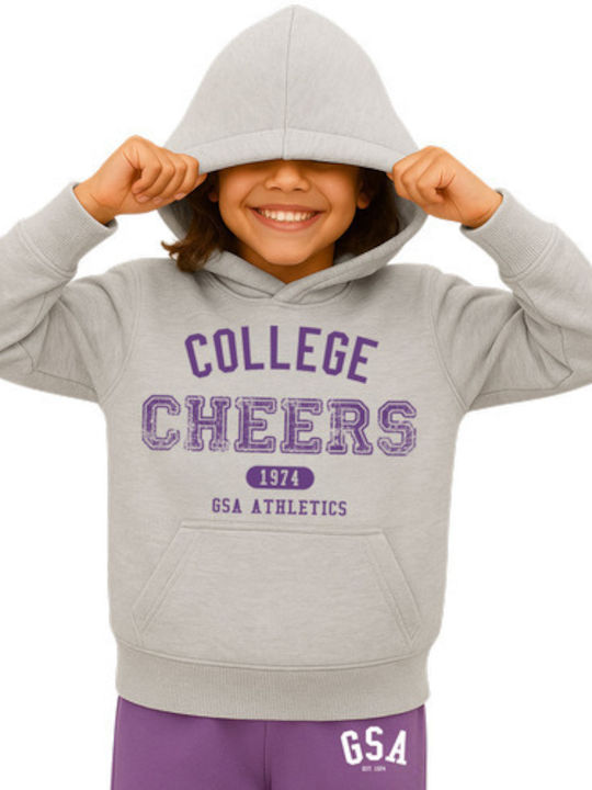 Fleece Επένδυση Παιδικό Φούτερ με Κουκούλα Anthracite