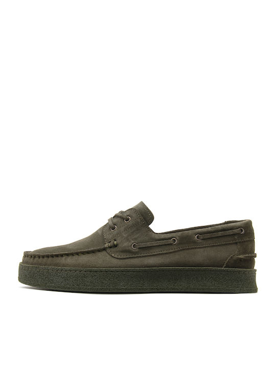 Kalogirou Boat Shoes Bărbătești Din Piele Întoarsă Verde Slip