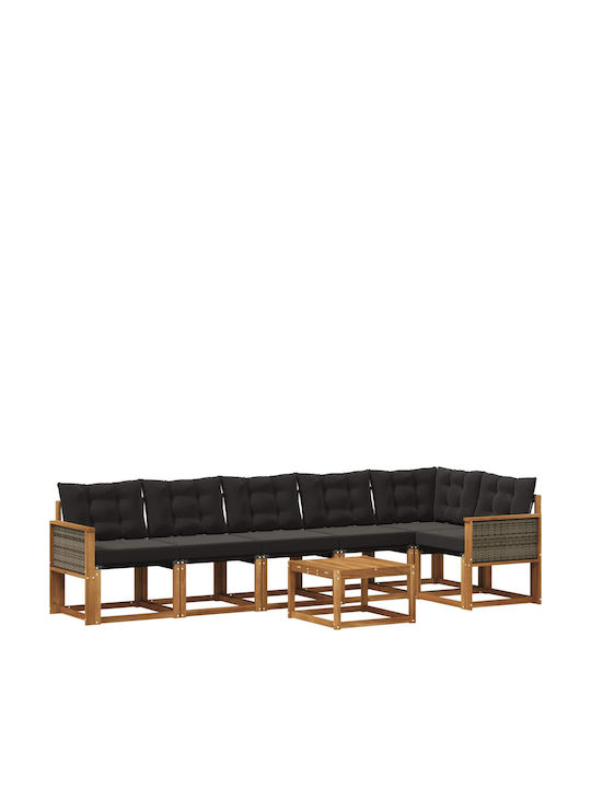Garten- und Outdoor-Möbelsets 7 Stück Natur und...