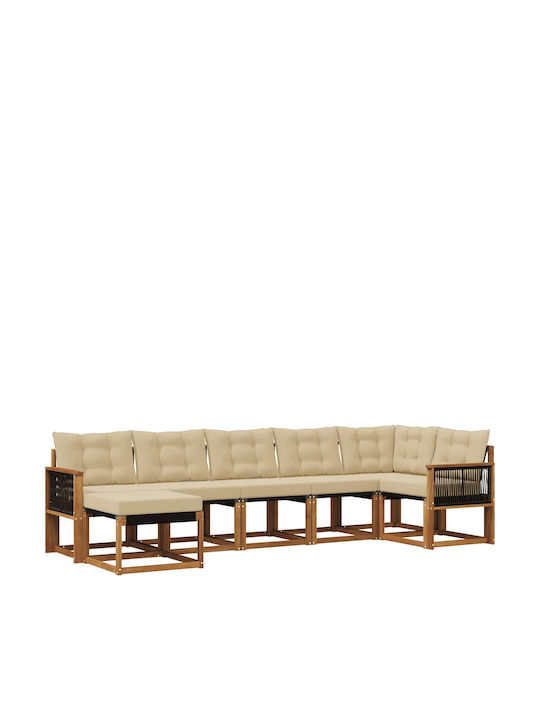 Ecksofa Outdoor-Hölzernes mit Kissen 306x128.5x...
