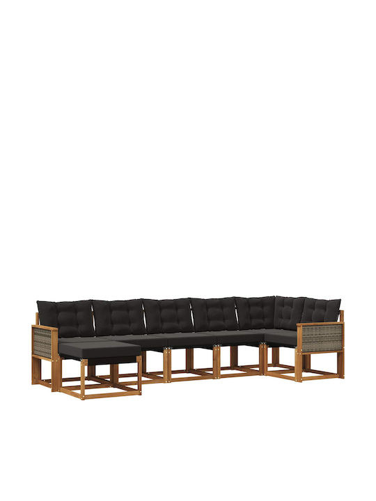 Ecksofa Outdoor-Hölzernes mit Kissen 306x128.5x...
