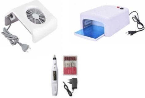 Set Aparat Manichiură Freză Unghii Aspirator Prafului Lampă Uv Albă