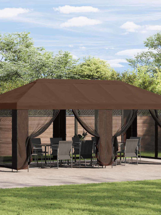 vidaXL Brown Garden Gazebo 6x3m