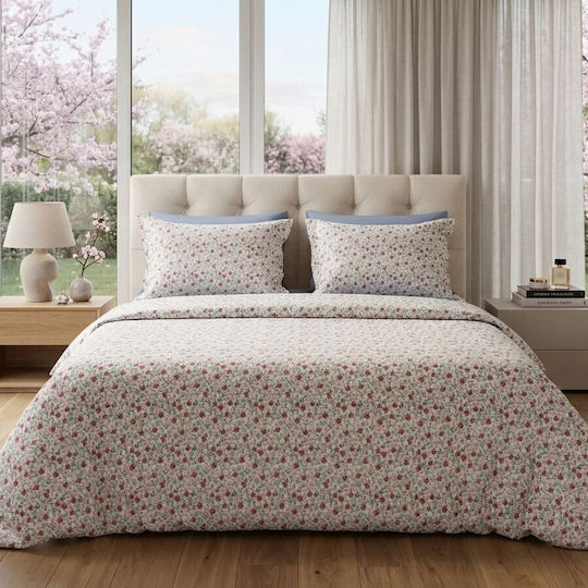 Pucioasa Σετ Παπλωματοθήκη Βαμβακοσατέν 200x230cm Διπλή με 2 Μαξιλαροθήκες & 1 Σεντόνι Red/blue