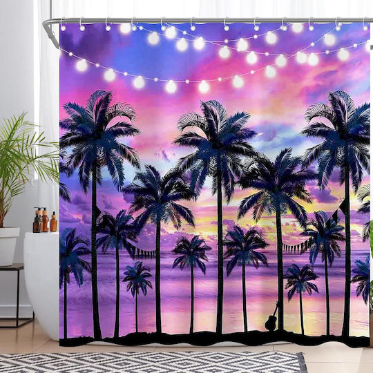Waterproof Κουρτίνα Μπάνιου Υφασμάτινη 180x180cm Pink