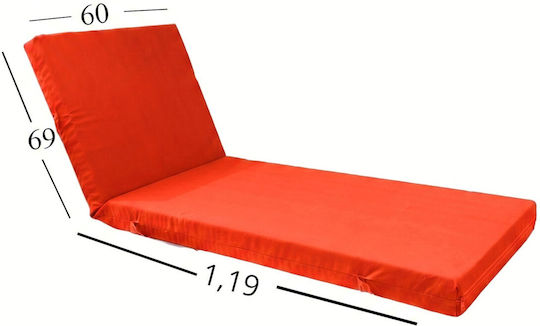 Politishome Pernă Pentru Pat De Soare Cu Spătar Portocalie Fosforescentă 60x188cm Waterproof