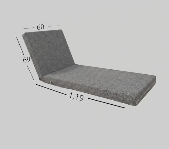 Politishome Waterproof Sunbed Cushion with Backrest Light Grey 60x188cm