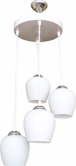 SteweHome Lumini Suspendate Alb cu Bază de Bec E27 30x4x27cm