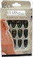 Set 12 Black Glitter Self-adhesive Press-on False Nails