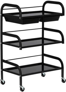 Professional Salon Trolley – 3 Shelves Ergonomic Durable St029 White Black