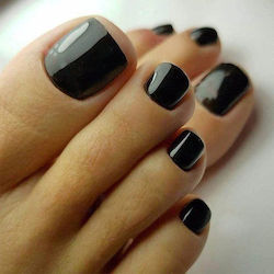 Set 24 False Toenails Glossy Design Black