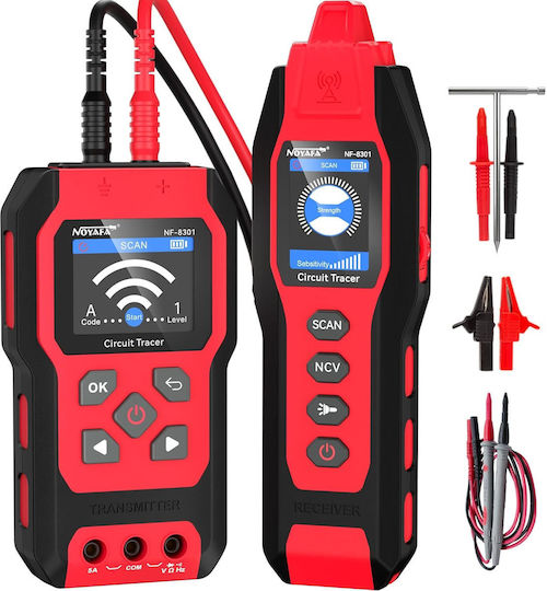 Detector Profesional de Circuite de Cablu Noyafa Nf-8301 Multimetru Digital Integrat 400v Funcție Ncv Fără Contact 8 Niveluri de Sensibilitate Reglabile Localizare Cablu Subteran În Perete Indicator de Semnal Lanternă Led Kit Complet Roșu