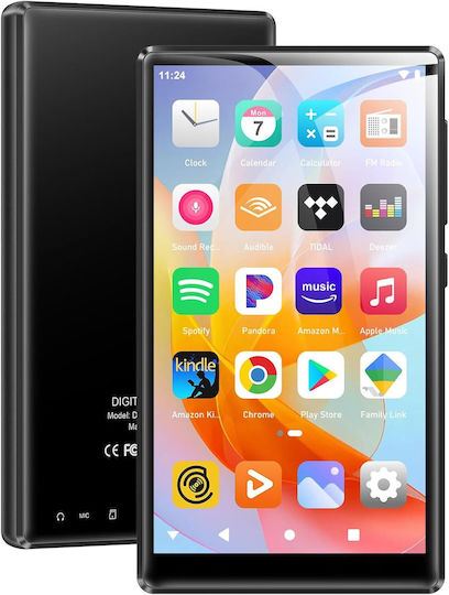 Swofy D26 MP3/MP4 Player 96GB 32GB + 64GB SD Android 13 WiFi & Bluetooth 5.0 5” HD Ecran Tactil Spotify Amazon Music Radio FM 60h Durată Baterie Control Parental Negru
