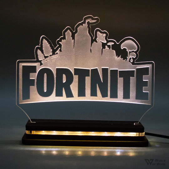 World of Wood LED Kinder Tischlampe Fortnite Bunt 18x15cm
