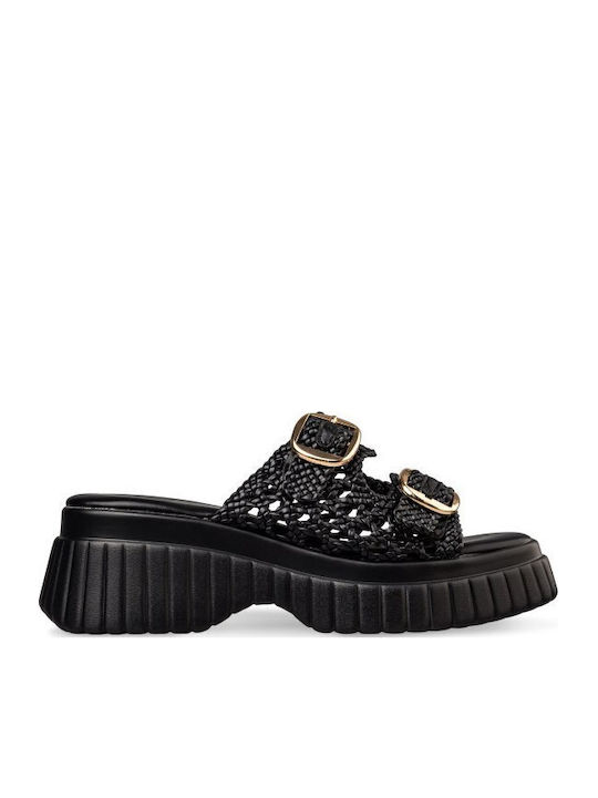 Flache Sandalen Für Damen Flatforms Schwarz