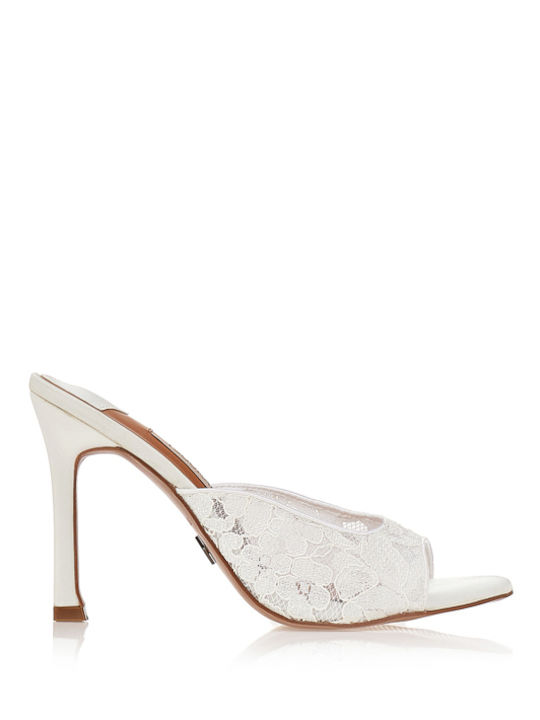 Satin Mules With High Heel In White Colour