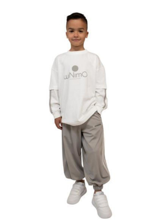 Set Pentru Copii Cu Pantaloni Vară 2 Bucăți Alb-Gri