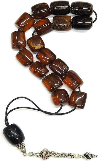 Roloi Komboloi Sorgenperlen mit 17 Bernstein Perlen Länge 32cm Braune