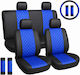Car Seat Covers Set 11 Pieces Universal 50% PVC & Sponge Blue Black 5 Seats