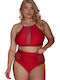 Set Bikini Μπουστάκι Ψηλόμεσο Μπορντώ
