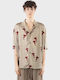 Short Sleeve Shirt in Wide Line Beige
